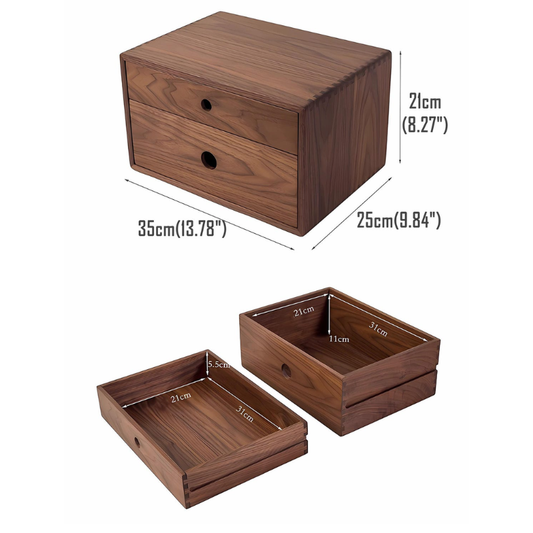 Wooden 2-Layer Desktop Storage Box with Drawer for Office Documents