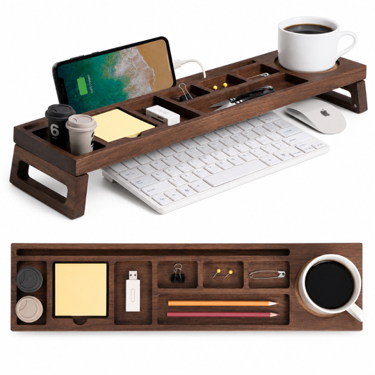 SmartHub Walnut Desk Organizer