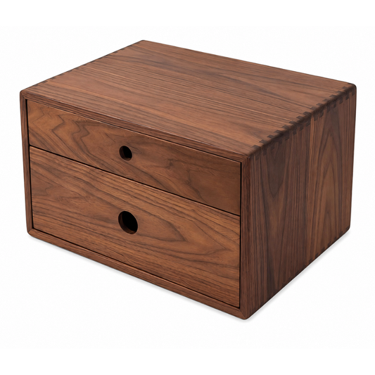 Wooden 2-Layer Desktop Storage Box with Drawer for Office Documents