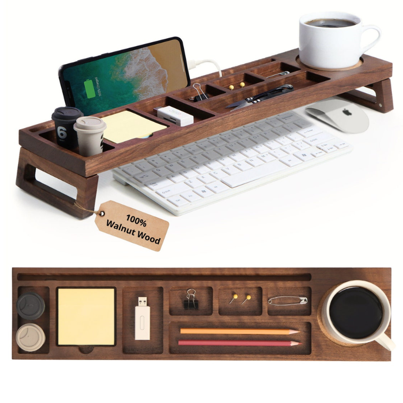SmartHub Walnut Desk Organizer