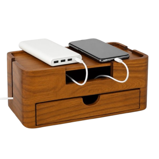Handcrafted Solid Wood Cable Management Box for Home Office