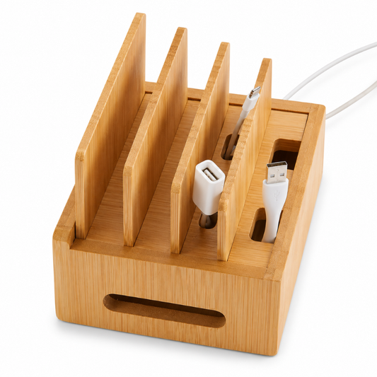 Bamboo Charging Station & Cord Organizer