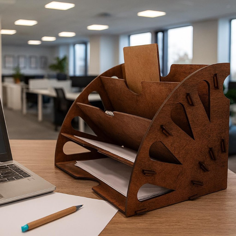 Wooden Desk Organizer | File Organizer for Desk | Office Paper Organizer | File Sorter | Document Holder | Rustic Desk Organizer