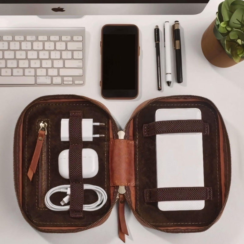 SmartHub Leather Tech Organizer