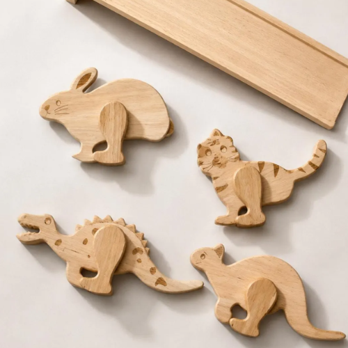 Wooden Animal Ramp Walker Set – Gravity-Powered Walking Toys for Kids | Montessori & Waldorf-Inspired, 5-Piece Natural Wood Set
