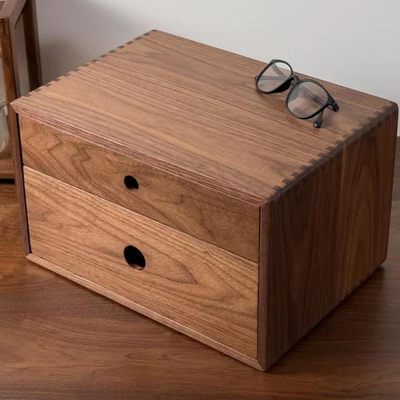 Wooden 2-Layer Desktop Storage Box | Office File Organizer | Wooden Drawer Organizer | Document Storage Box