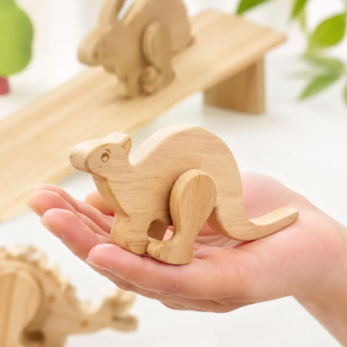 Wooden Animal Ramp Walker Set – Gravity-Powered Walking Toys for Kids | Montessori & Waldorf-Inspired, 5-Piece Natural Wood Set