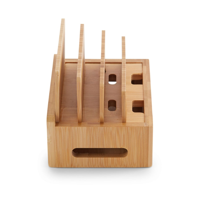 Bamboo Charging Station & Cord Organizer | Unique Christmas Gift | Gift for Her & Him | Smartphone, iPad & Tablet Docking Station
