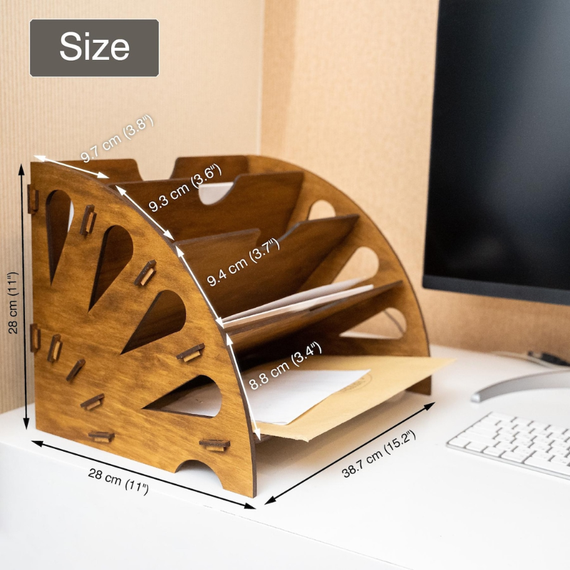 Wooden Desk Organizer | File Organizer for Desk | Office Paper Organizer | File Sorter | Document Holder | Rustic Desk Organizer