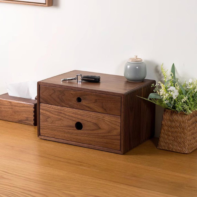 Wooden 2-Layer Desktop Storage Box | Office File Organizer | Wooden Drawer Organizer | Document Storage Box